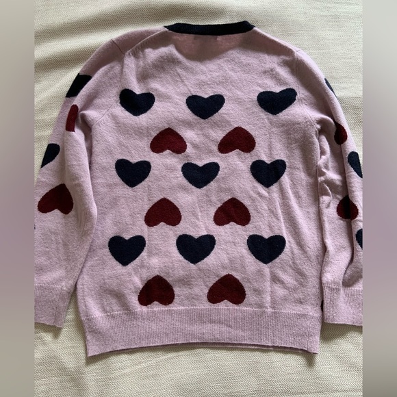 J. Crew Pink Hearts Wool Sweater Size M - Picture 2 of 2